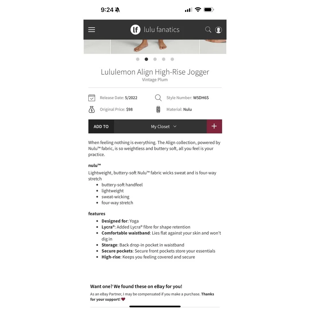 Lululemon Align High-Rise Jogger Vintage Plum Size 6 - Picture 5 of 10